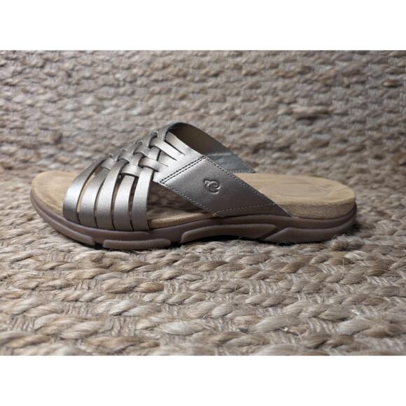 Easy Spirit Wmn Meadow Cross Strap Woven Slide Sandal Size US 8.5 M Gold Leather - Picture 1 of 11